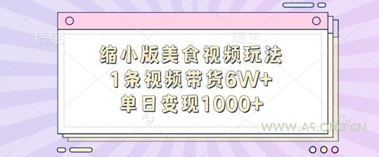 缩小版美食视频玩法，1条视频带货6W+，单日变现1k-小红泡